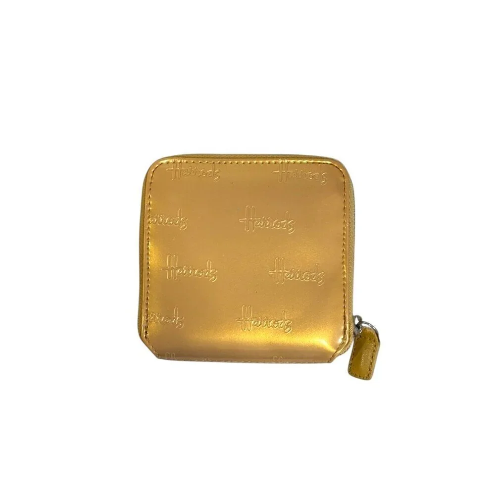 Harrods Gold Patent Zip Wallet